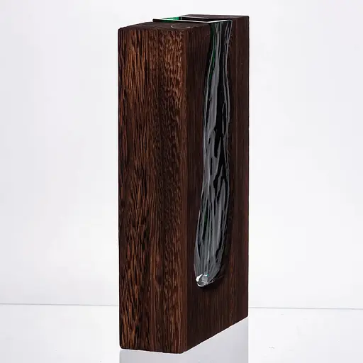 Ваза декоративная для цветов Yiwu стеклянная с деревянным основанием 24 см HP-32-1 - фото 3