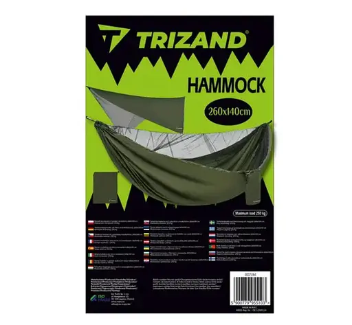 Туристичний гамак з тентом та москітною сіткою TRIZAND 25364 260×140 см вантажопідйомність 250 кг - фото 3