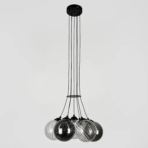 Люстра-пучок на 7 плафонів графіт+прозорий Ø 36 см | Line F | Арт. 1034/7 BK - фото 6