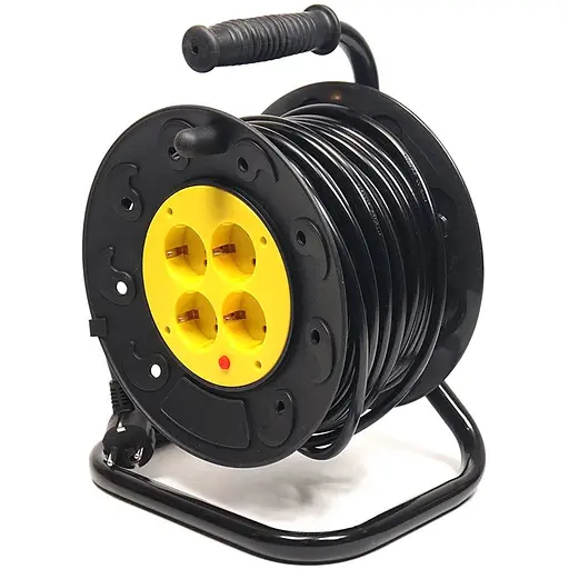 Удлинитель на катушке PowerPlant 25 м, 3x2.5мм2, 16А, 4 розетки, морозостойкий (JY-2002/25)