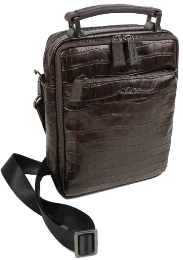 Мужская кожаная сумка, планшетка под крокодила коричневая Mykhail Ikhtyar sum0028774 - фото 3