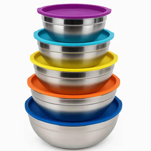 Миски с крышками набор 5 штук 18-26 см