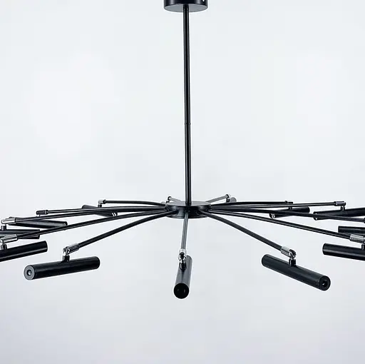 Сучасна трубчаста люстра з 12 регулюючими плафонами | Арт. ST01/12 BK | Line F - фото 4