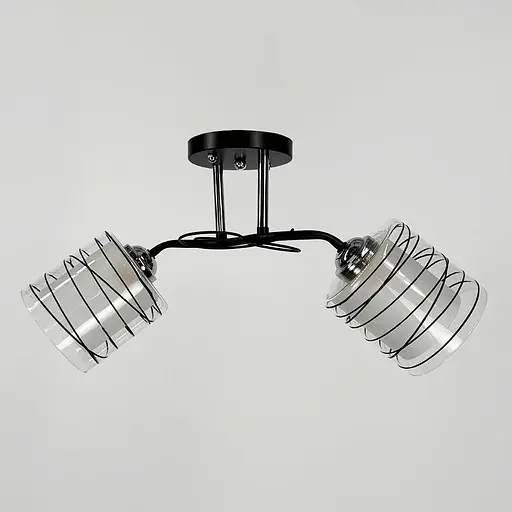 Стельовий чорний світильник на 2 подвійних плафони 50х15 см | Line F | Арт. 6190/2A BK+CH - фото 1