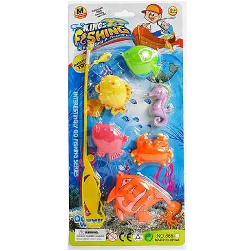 Рыбалка с магнитом, 6 рыбок, удочка, на листе, 31x14x3 см, 886-7-8-9-10 (в ассортименте)