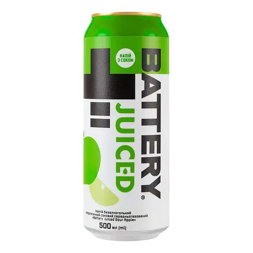 Напій енергетичний Battery Juiced Sour Apple безалкогольний соковий середньогазованний 0.5 л - фото 2