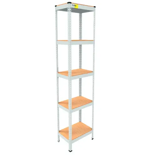 Металевий стелаж Emby Light Series (розмір 1800х450x300мм) 5 полиць ДСП до 100кг Білий