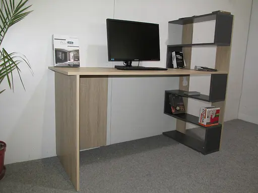 Cтол компьютерный с полками М-ЗОН Джеко 1416P прав Сонома/Антрацит (MZN-031030) - фото 3