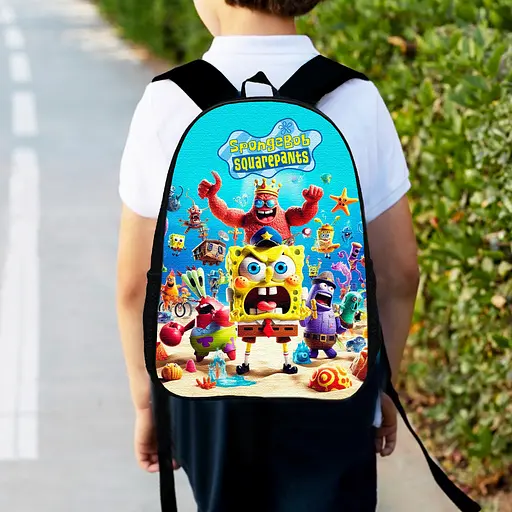 Рюкзак детский Губка Боб 34х27см, городской ранец для мальчика (00573)