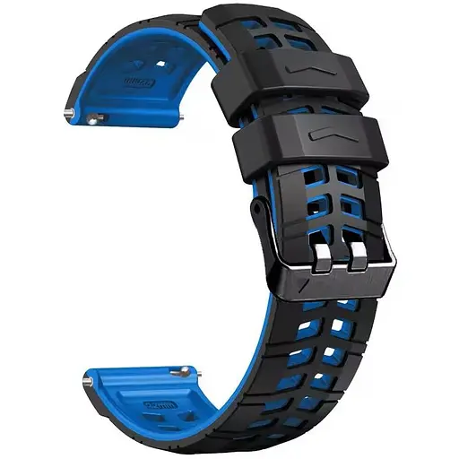 Ремінець силіконовий Tamister для годинника Sport 2 чорний з синім 22 мм