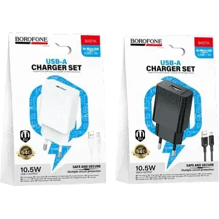 Сетевое зарядное устройство для Borofone BAS71A Source single-port charger set Micro черный - фото 1