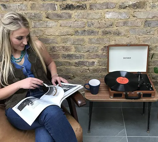 Проигрыватель виниловых дисков Denver VPL-120 BLUE 3-скоростной со стереодинамиками, чемодан / портфель - фото 7