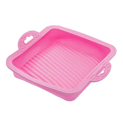 Форма квадратна силіконова для випікання кексів, тортів, пирогів та тістечок 18х18 см, A-plus Рожевий 85740 - фото 6
