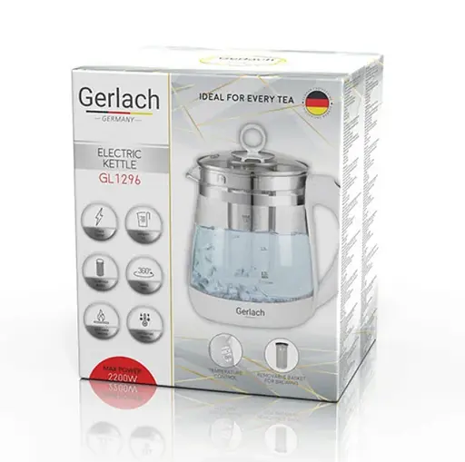 Стеклянный чайник 1,5 л с заварочным узлом и контролем температуры Gerlach GL 1296 - фото 6