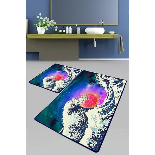 Набір килимків для ванної кімнати Chilai Home Tidal Wave Banyo Halisi Djt 60 x 100 + 50 x 60