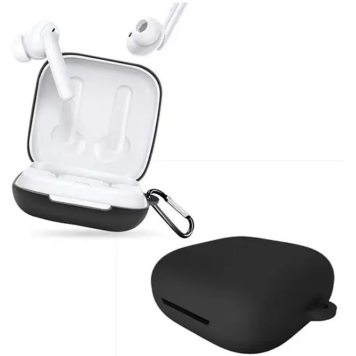 Чохол-накладка DK Silicone Candy Friendly з карабіном для Oppo Enco W51 (black)