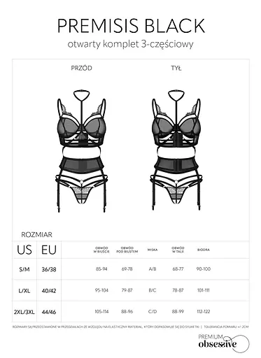 Комплект білизни Obsessive Premesis Black otwarty 2XL/3XL (чорний) - фото 11