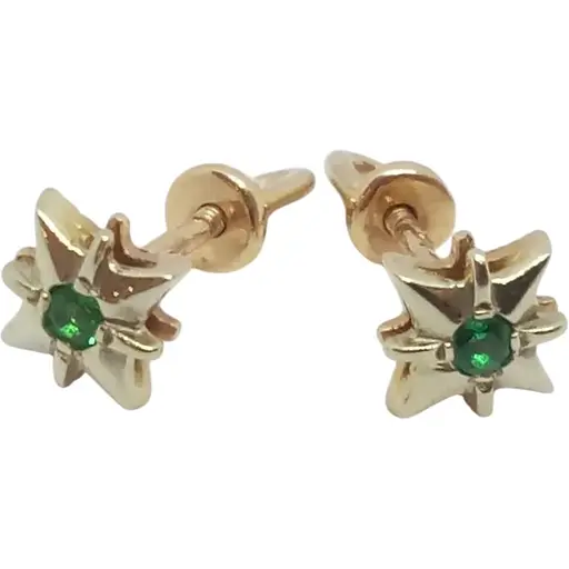 Золоті сережки-пуссети Родинні коштовності з фіанітами. 11120035