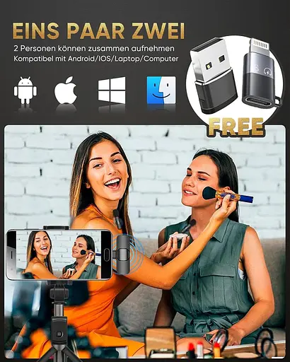 Бездротовий мікрофон IUMAKEVP Lavalier, сумісний з iPhone/iPad/телефоном Android/ноутбуком - фото 5