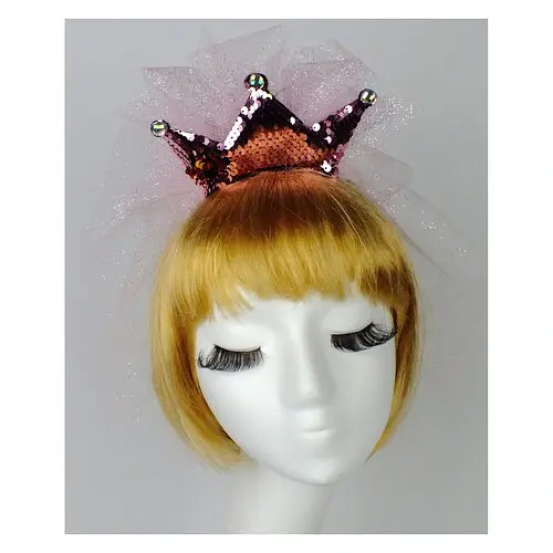 Коронка на обручі з двосторонніми паєтками і фатою - фото 1