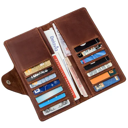 Мужской кожаный кошелек Shvigel 18х8.5х1 см acs0016048 - фото 4