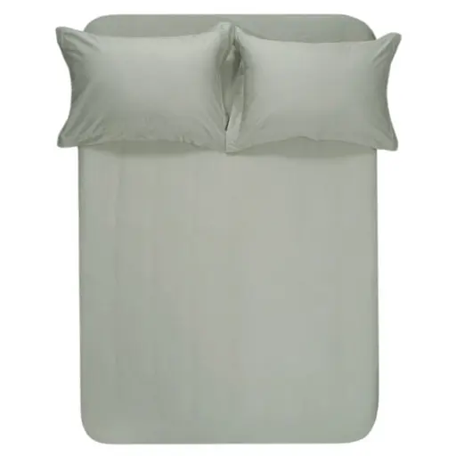 Простирадло на резинці з наволочками Lotus Home Dakota Modern сатин Рremium 160х200 см хакі (svt-2000022346344)