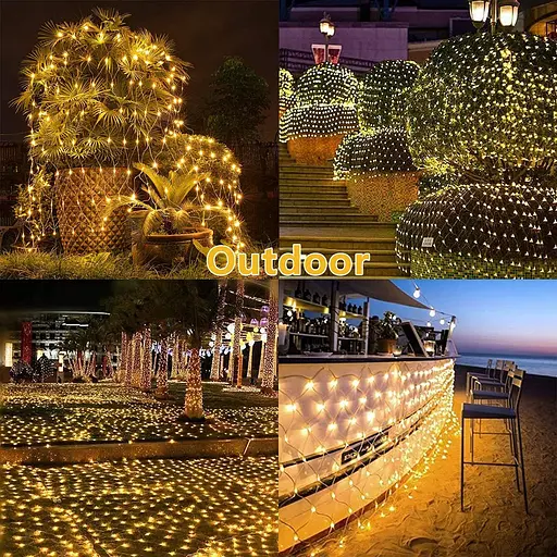 TIYUPA 3M x 2M Уличные сетчатые светильники, 204 светодиодные сказочные гирлянды - фото 5