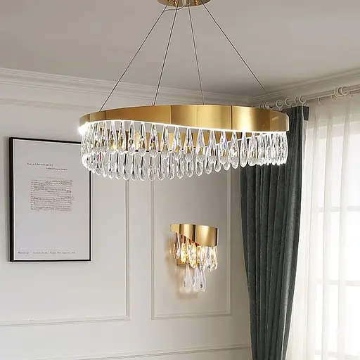 Подвесная люстра Xavier с хрустальными камнями Line.F Диаметр 60см - фото 1