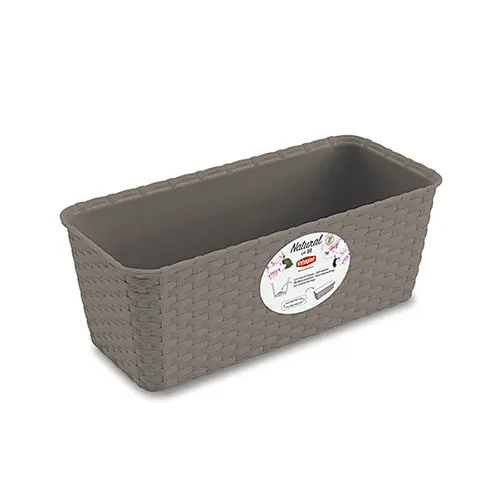 Вазон пластиковый Natural, прямоугольный, с автополивом, 2,4 л (73602)