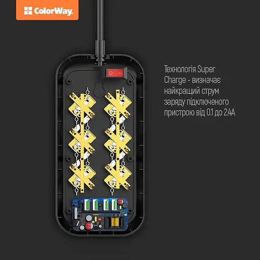 Мережевий подовжувач ColorWay CW-CHE64B - фото 5