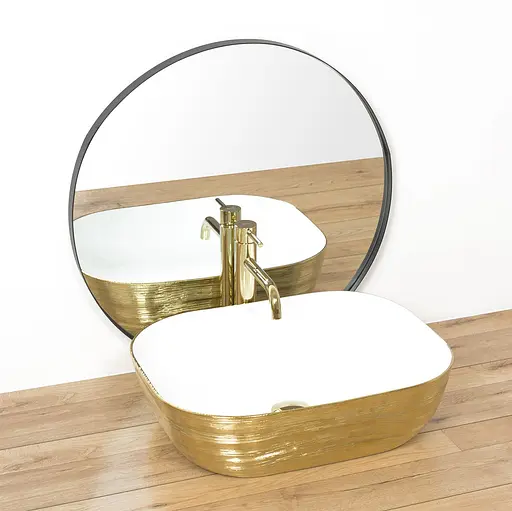 Умивальник Rea Floria gold/white накладний REA-U0027, Золотий - фото 3