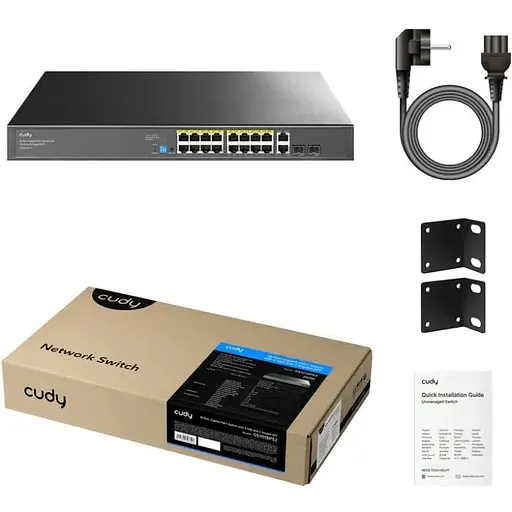 Комутатор Cudy GS1018PS2 16-Port Gigabit PoE+ Switch with 2 Uplink Gigabit Ports and 2 Gigabit SFP - фото 1