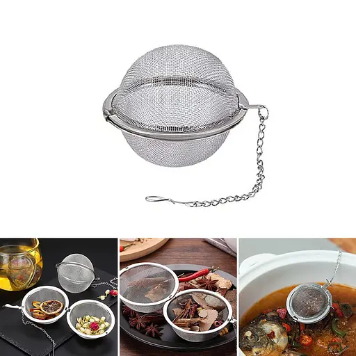 Ситечко заварник сетчатый фильтр для заваривания чая из нержавеющей стали шарик для трав (диаметр 4.5 см), Kitchen Master Серебристый 87627 - фото 3