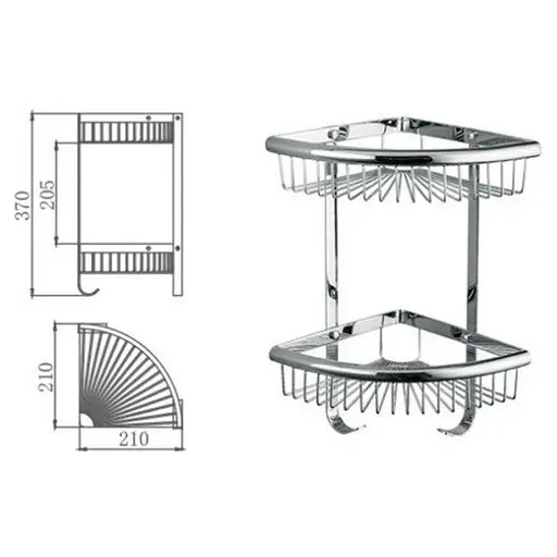 Полиця кутова Frap F352-1, 2-х ярусна 240x320 мм Нержавіюча сталь, Хром - фото 2