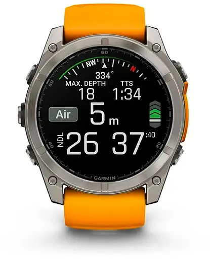 Смарт-годинник Garmin Fenix 8 47mm AMOLED Sapphire Titanium w. Spark Orange/Graphite Silicone Band (010-02904-10/11) - фото 4