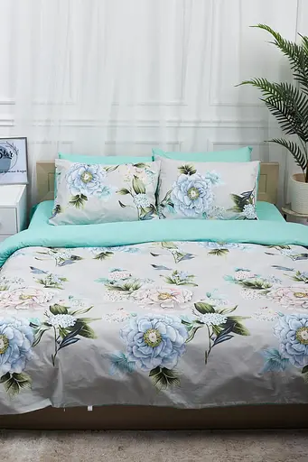 Комплект постельного белья Moon&Star полуторный евро 160х220 см наволочки 2х50х70 см Roses Green Ranforce Elite - фото 2