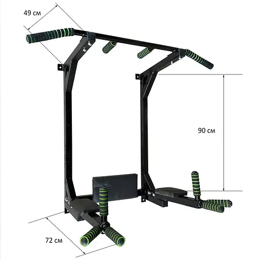 Тренажер турнік з підйомними брусами Iron Pro 4 в 1 NE-TR-5B, з м'якими ручками, чорний - фото 5