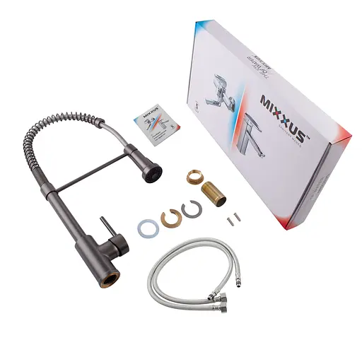 Змішувач для кухні з виливом пружина Mixxus Premium Spring 017 graphite MI6952 Графіт - фото 4
