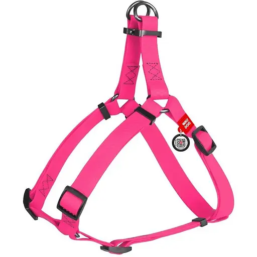 Шлея для собак Waudog Waterproof водостійка з QR паспортом, металічна пряжка-фастекс, рожевий