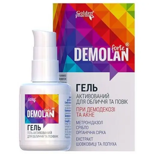 Гель для лица и век при демодекозе и акне Golden pharm Demolan Forte Демолан Форте, 30 мл