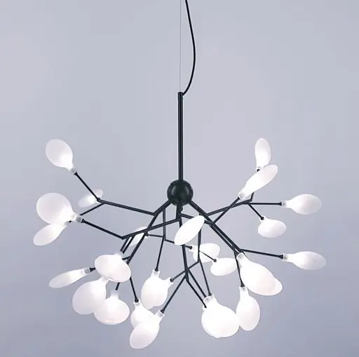 Сучасна каскадна листова люстра в чорному кольорі на 27 ламп Line.F Колір плафона Прозорий - фото 4