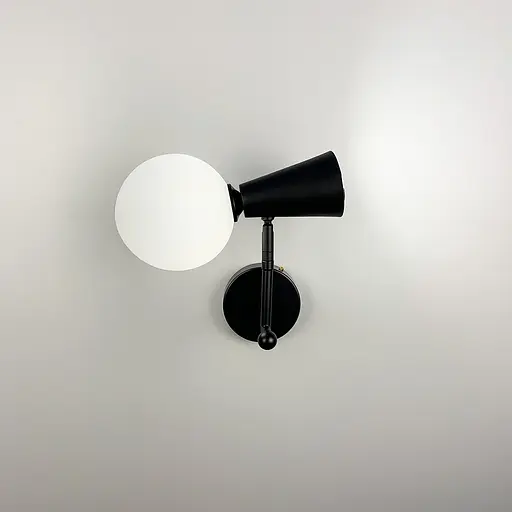 Чорне бра ABELINA на два джерела світла із білим плафоном Line F YG 8006-2W BK+WT - фото 3