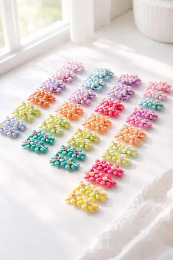 Набір шпильок кліпс для волосся з квітковим декором 20 шпильок - фото 1