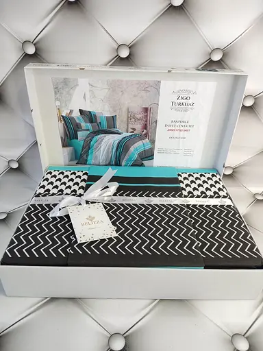 Комплект постільної білизни Belizza Zigo Turquoise Євро Різнобарвний 000230422 - фото 2