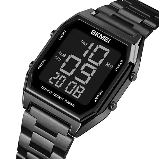 Чоловічий наручний годинник Skmei 1735 (Чорний з чорним циферблатом - фото 3