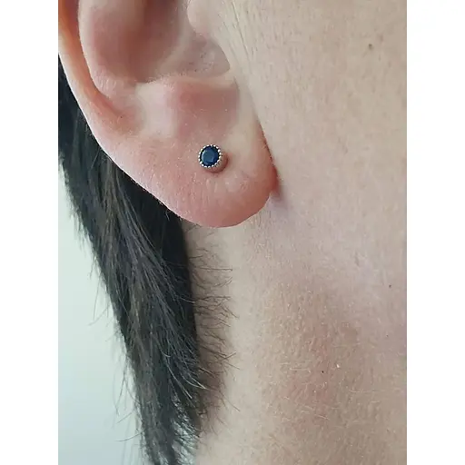 Серебряные пуссеты Лазурит с фианитами. 28403Р ЗЕЛ Синий - фото 2