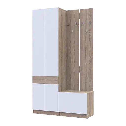 Прихожая Сола 1+3 Doros Дуб Сонома/Белый ДСП 120х40х215 (42005149)