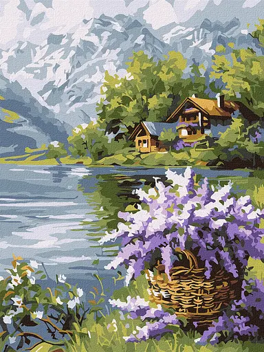 Набор для рисования по номерам "Бузковий кошик" Ideyka 30х40 см КНО6357