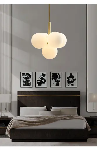 Люстра світлодіодна стельова 1212 Супутник (Золотистий) 5 плафонів - фото 4