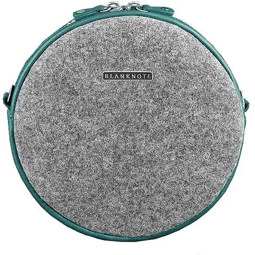 Круглая женская фетровая сумка Tablet с кожаными бирюзовыми вставками. - фото 1